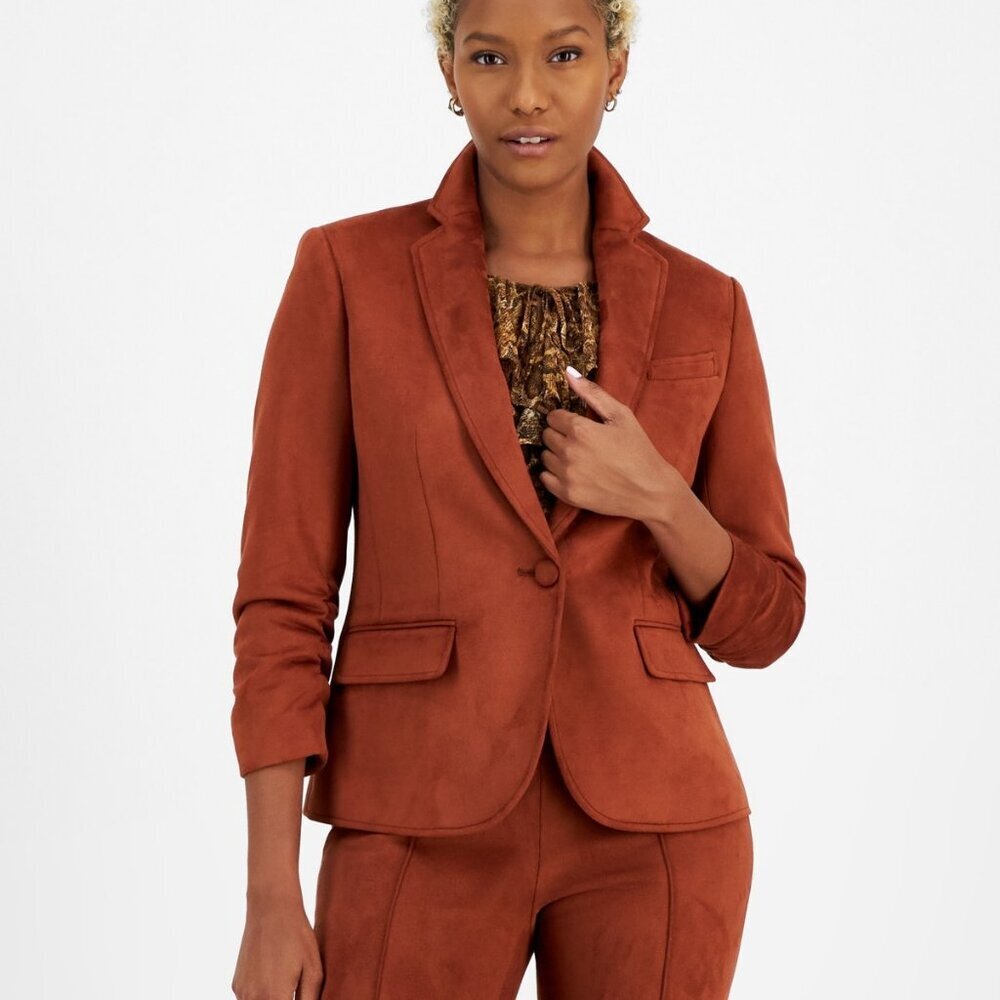 Bar III Pecan Brown Faux Suede Blazer XS NWT Fall Workwear Jacket